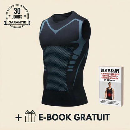 Gilet de Compression Ionique V-Shape pour Homme — Respirant, Gainant & Sculptant