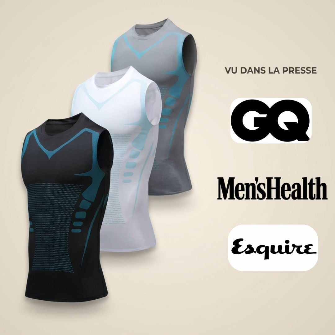 Gilet de Compression Ionique V-Shape pour Homme — Respirant, Gainant & Sculptant