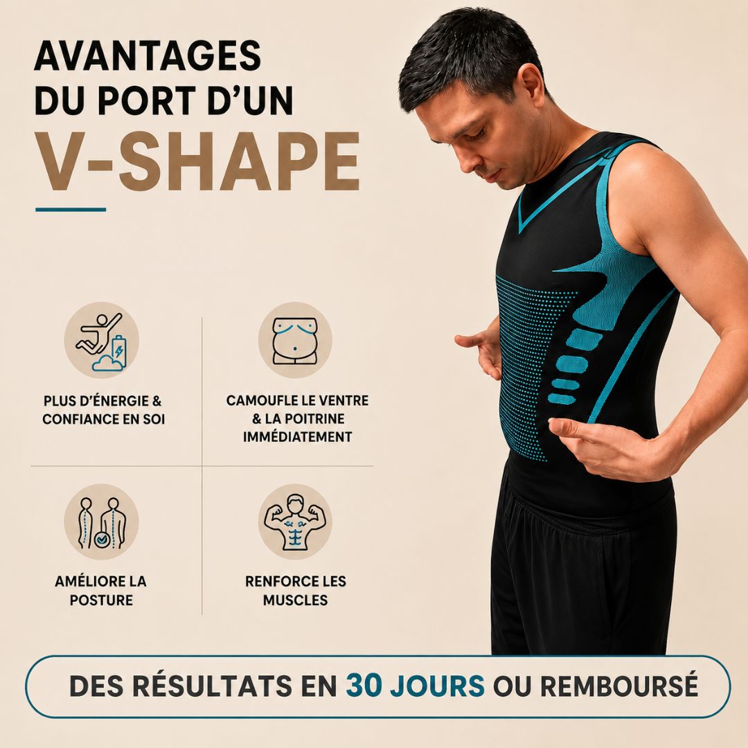 Gilet de Compression Ionique V-Shape pour Homme — Respirant, Gainant & Sculptant