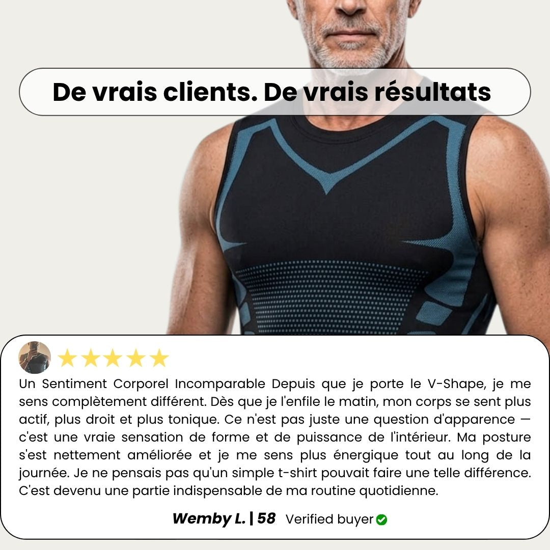 Gilet de Compression Ionique V-Shape pour Homme — Respirant, Gainant & Sculptant